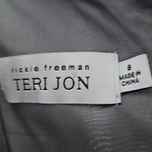 Rickie Freeman for Teri Jon Silver Metallic Slip Dress Silk Blend Size 8 - Picture 11 of 11